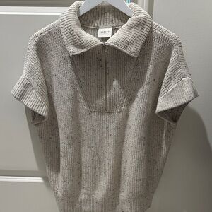 Varley Beige Knit Short Sleeve Top